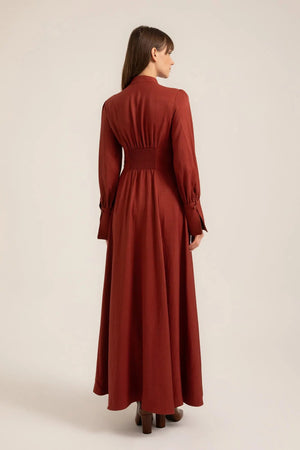 Amira Corset Maxi Dress in Terracotta – Back view | AJIRAH #Terracotta