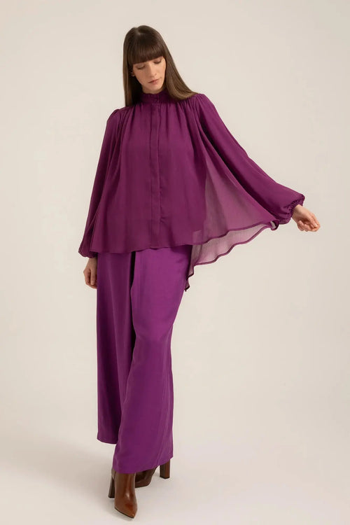 Tahlia Boho Blouse in Royal Iris – Full front view | AJIRAH #Royal Iris