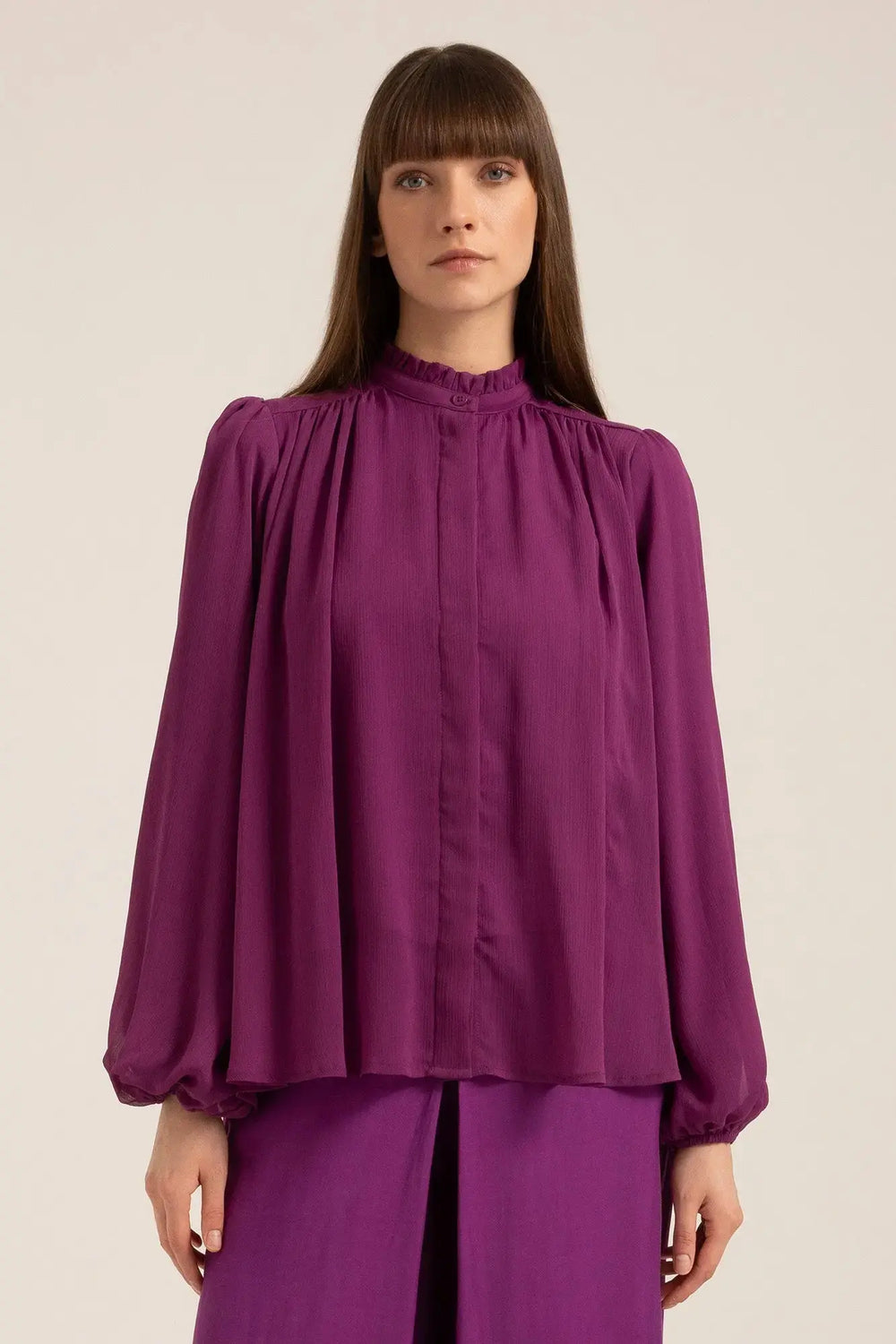 Tahlia Boho Blouse in Royal Iris – Front view | AJIRAH #Royal Iris