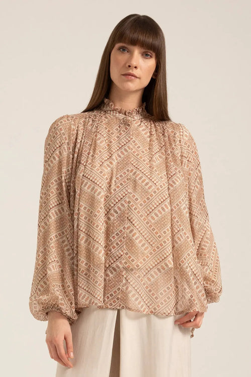 Tahlia Boho Blouse in Tatraaz Sienna – Front view | AJIRAH #Tatraaz Sienna